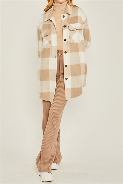 Sale - Khaki Plaid Shacket