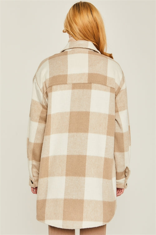 Sale - Khaki Plaid Shacket