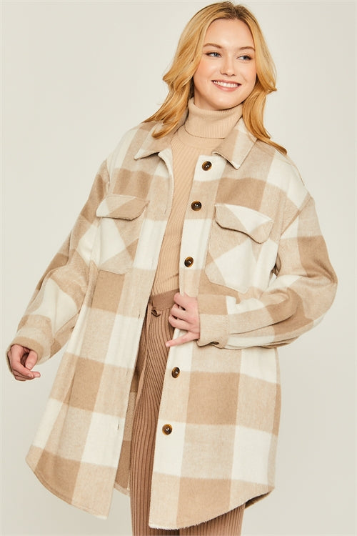 Sale - Khaki Plaid Shacket