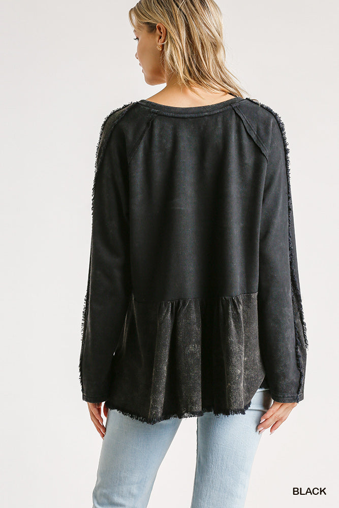 Sale - Black French Terry Distressed Sweatshirt