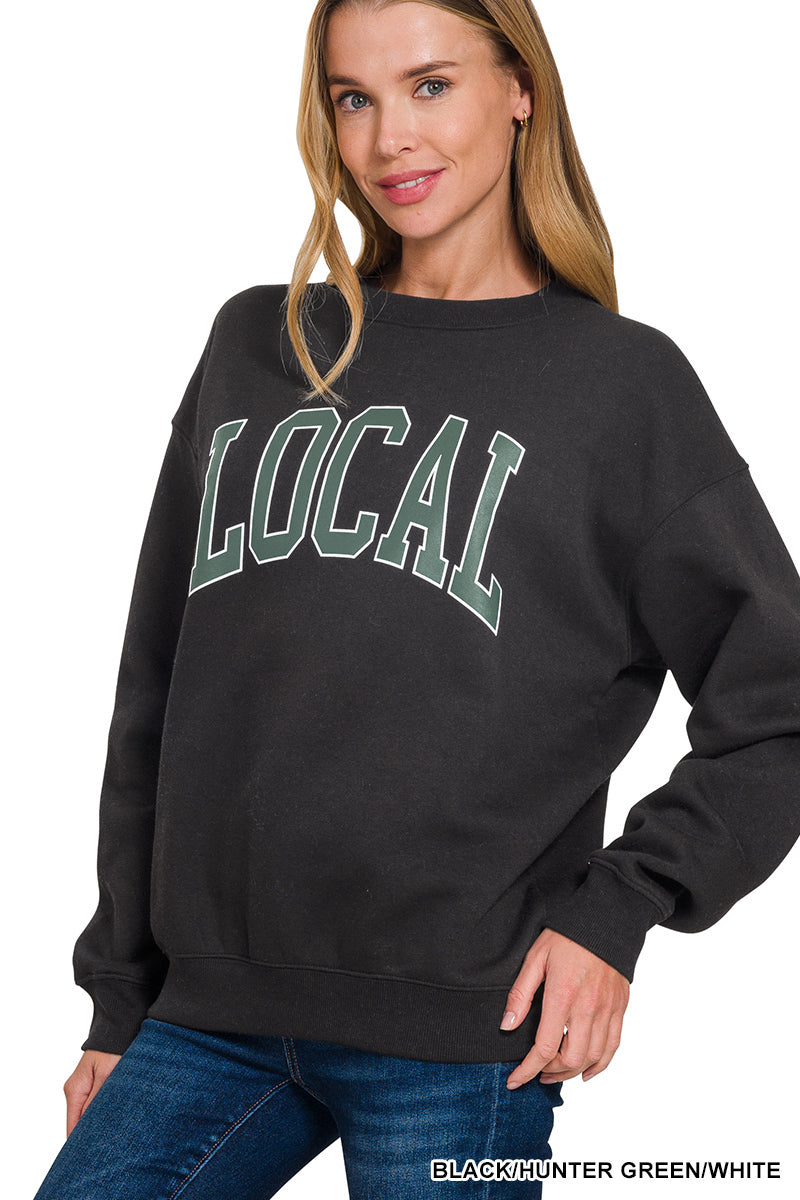 LOCAL Printed Fleece Round Neck Sweatshirt