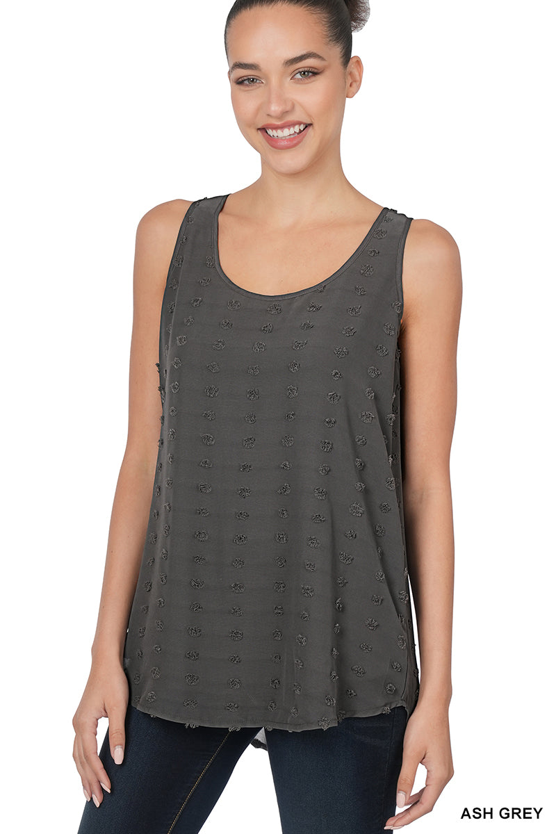 $10 Rack - Ash Grey Swiss Dot Tank Top