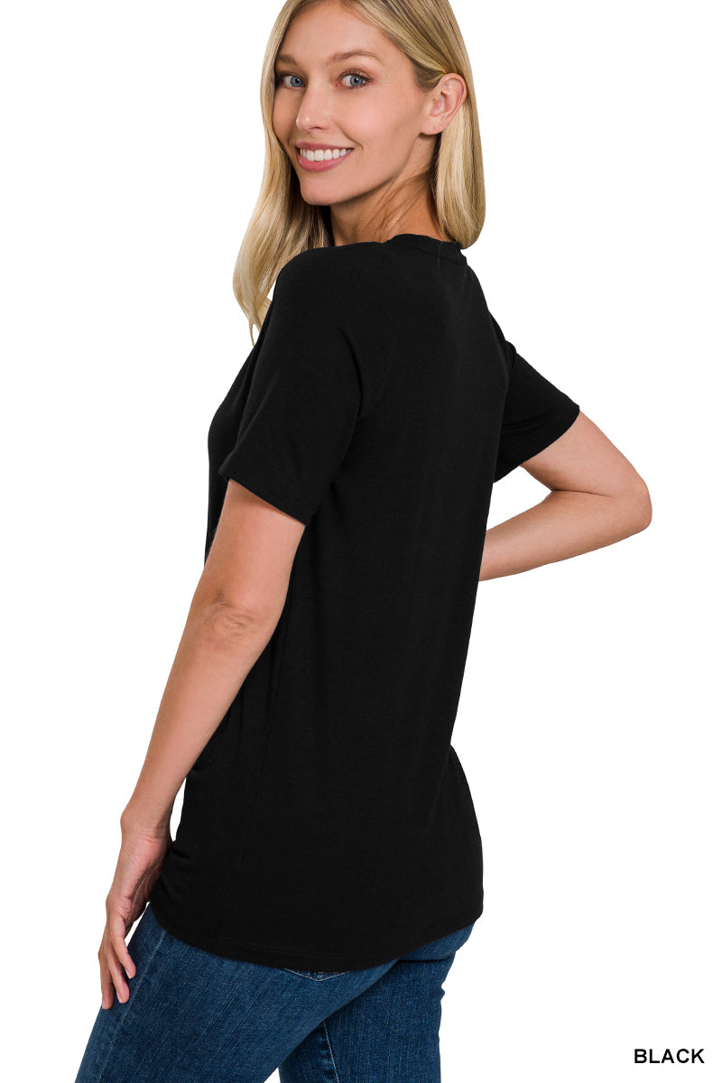 Black Short Sleeve Round Neck Tee