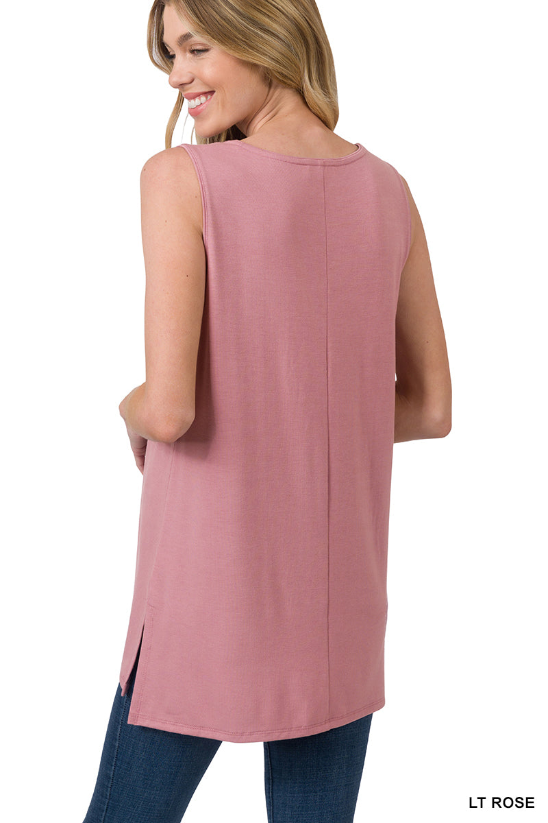 Light Rose Crew Neck Tank Top