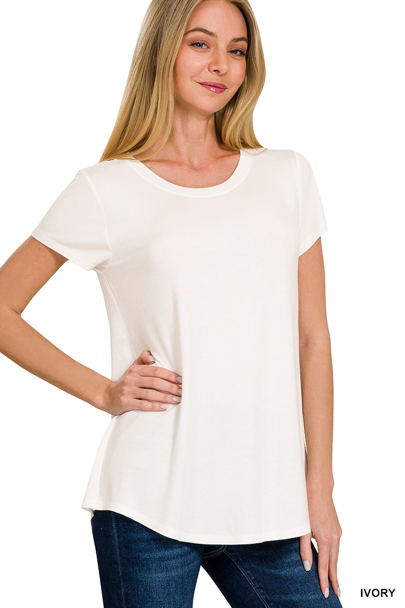 Ivory Round Hem Short Sleeve Top