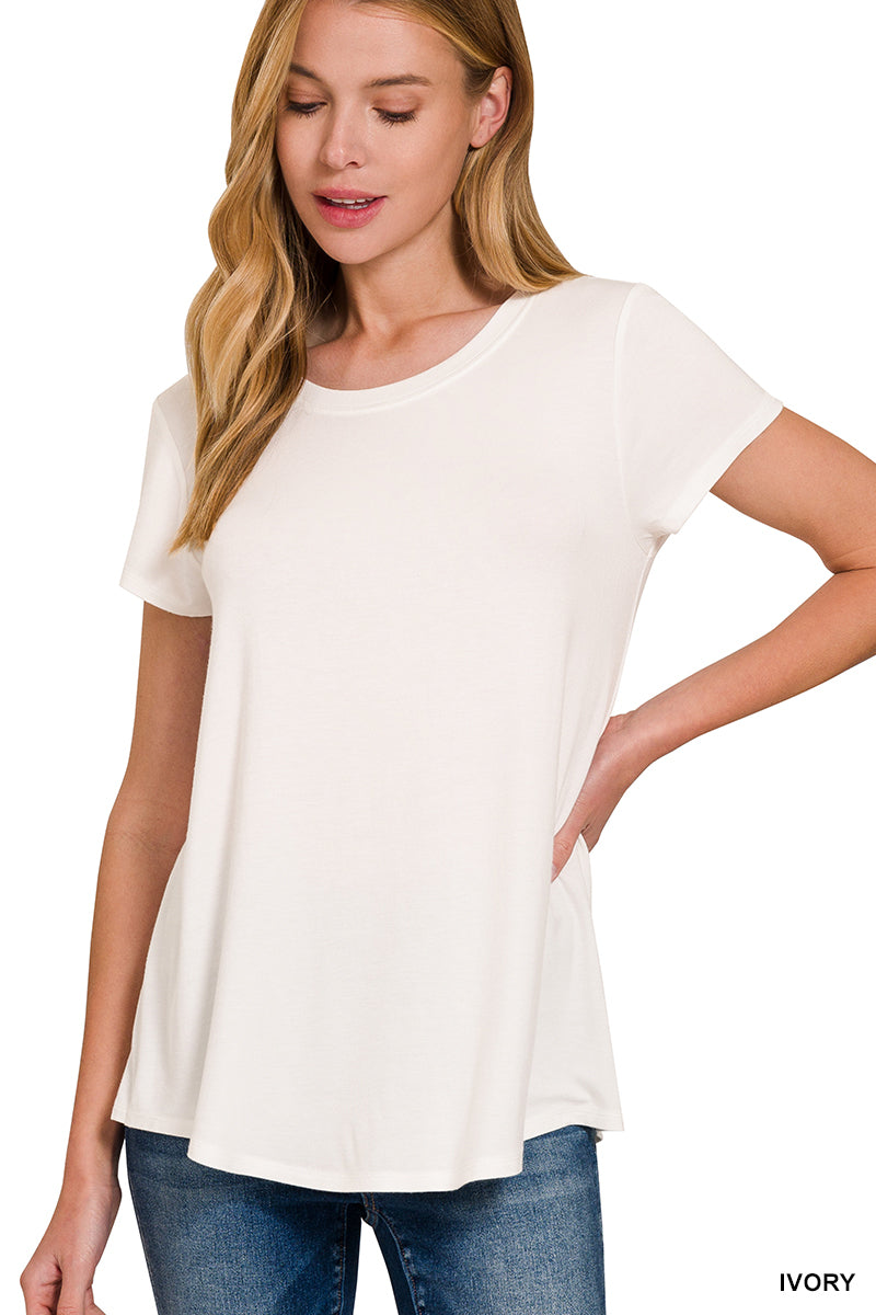 Ivory Round Hem Short Sleeve Top