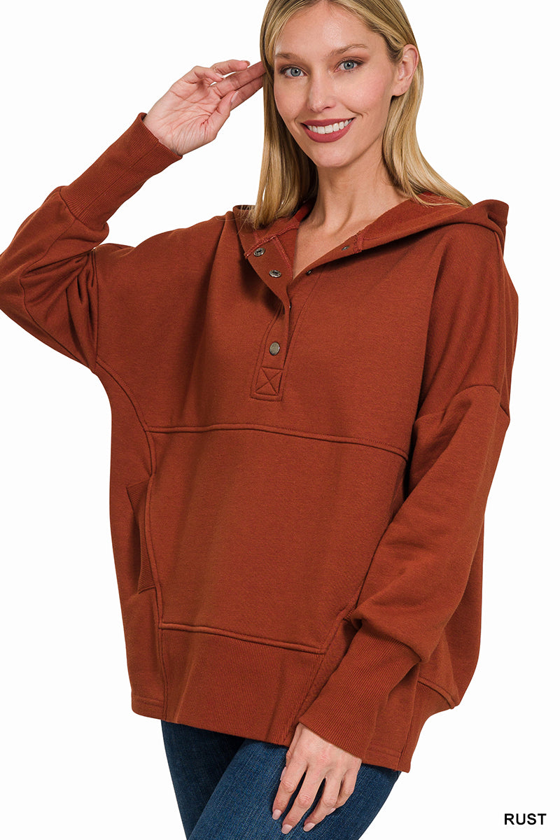 Rust Snap Hoodie Sweatshirt