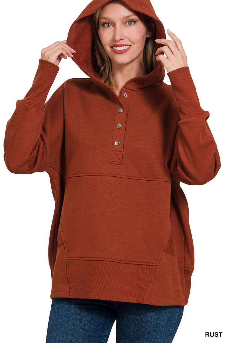 Rust Snap Hoodie Sweatshirt