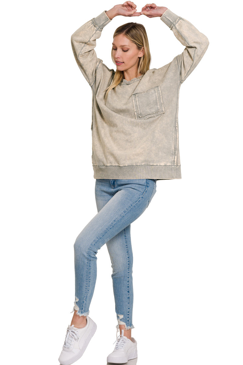 Sleet Distressed Pocket Sweatshirt