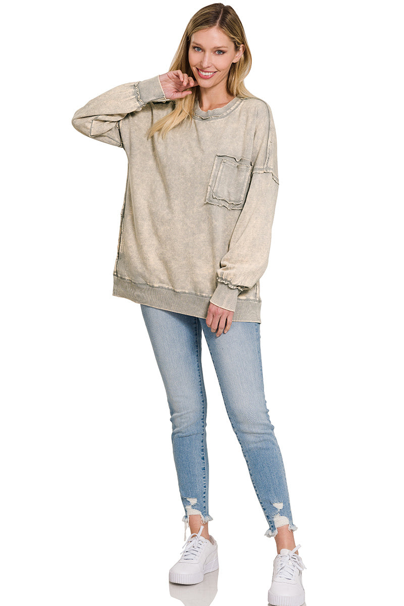 Sleet Distressed Pocket Sweatshirt