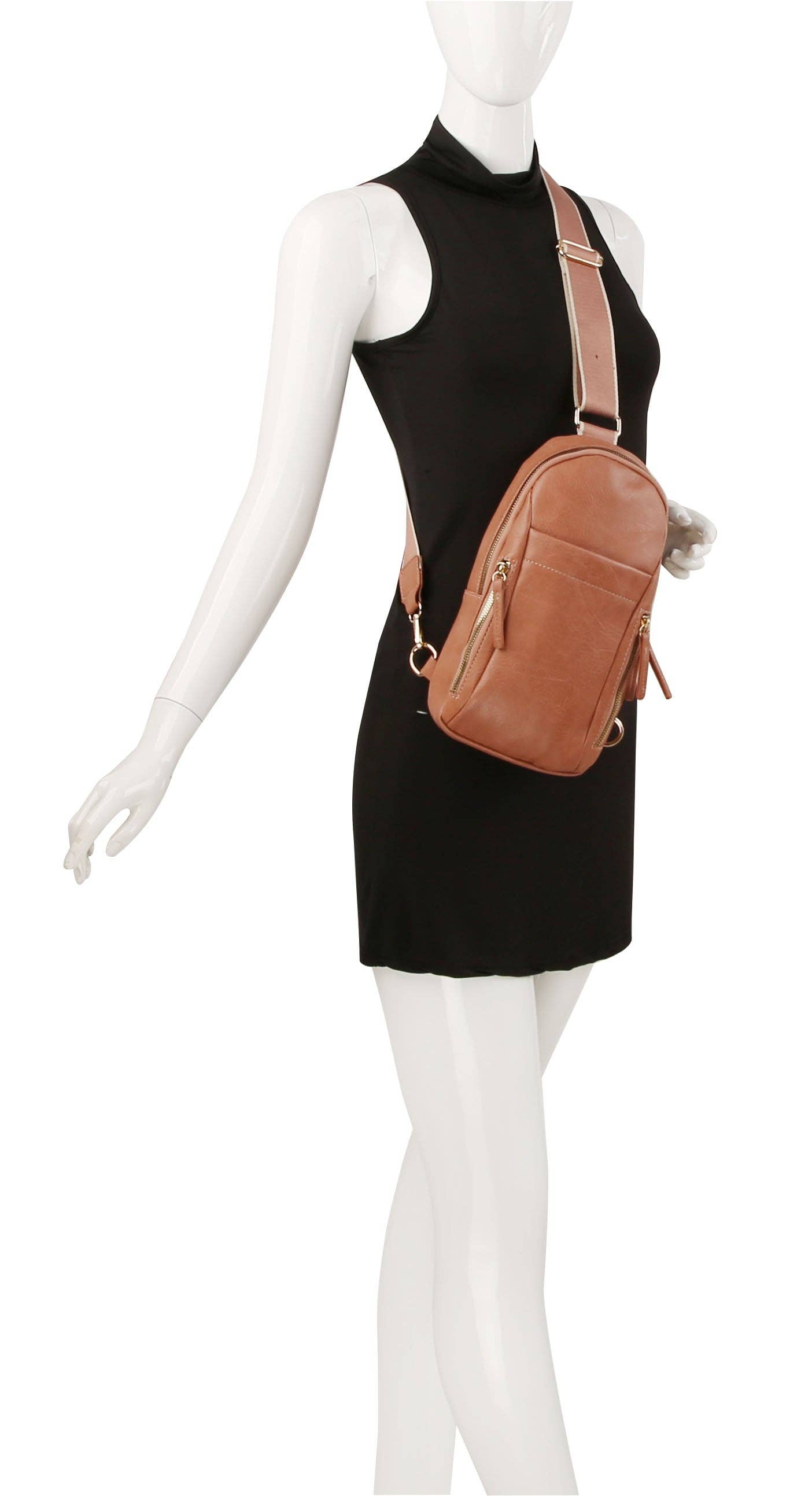 Multiple Zip Sling Bag - Multiple Colors
