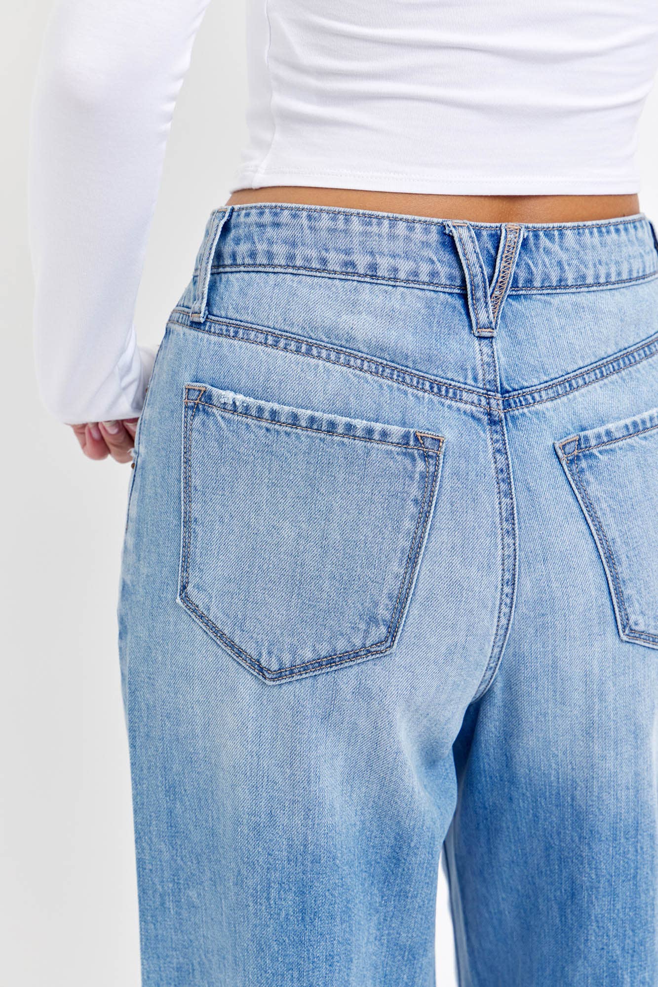 High Rise Wide Leg with Double Scoop Pockets