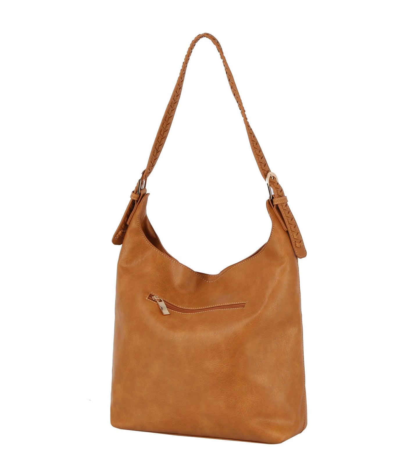 Vegan Leather Shoulder Hobo Handbag - Black or Tan