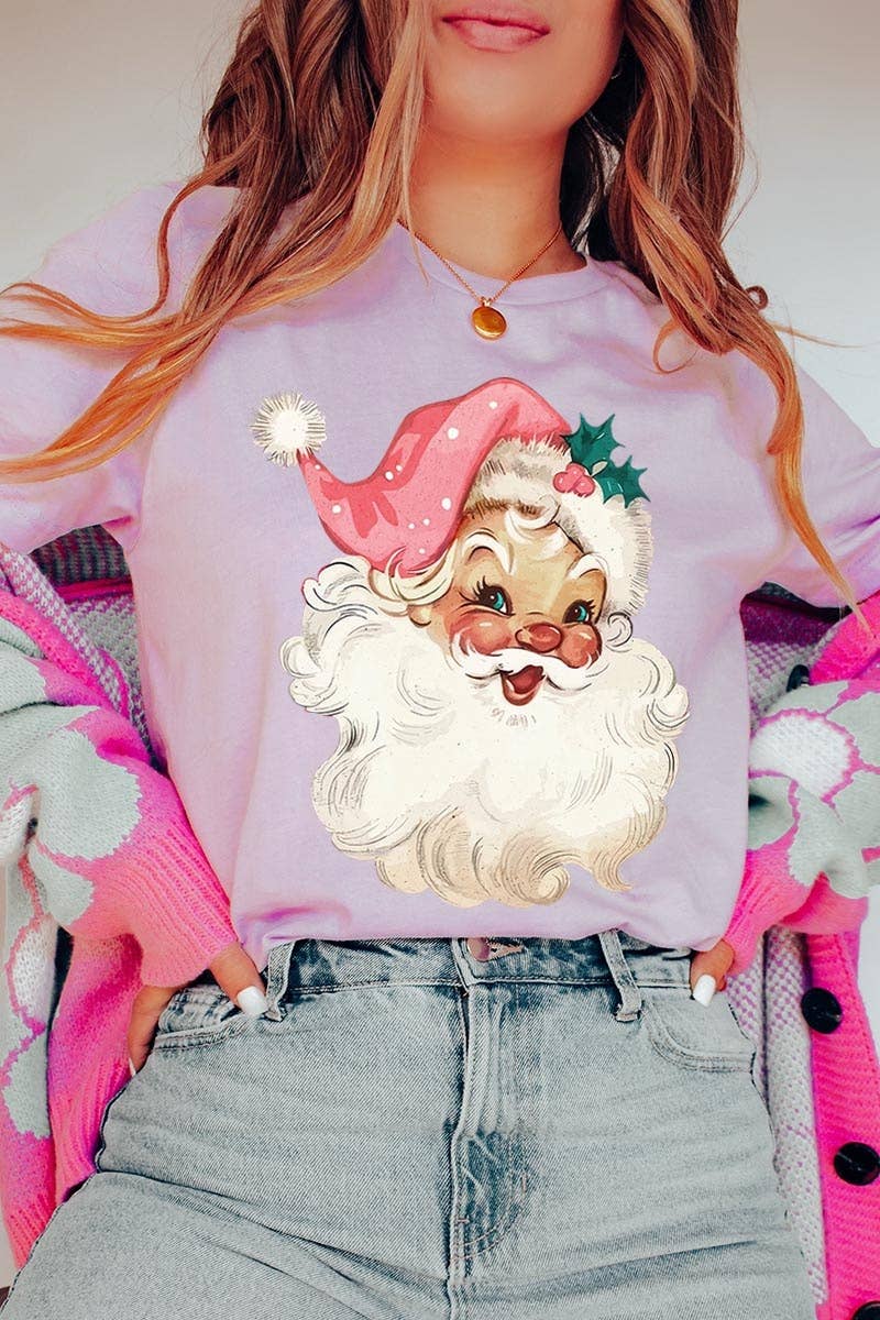 Retro Pink Santa Graphic Tee