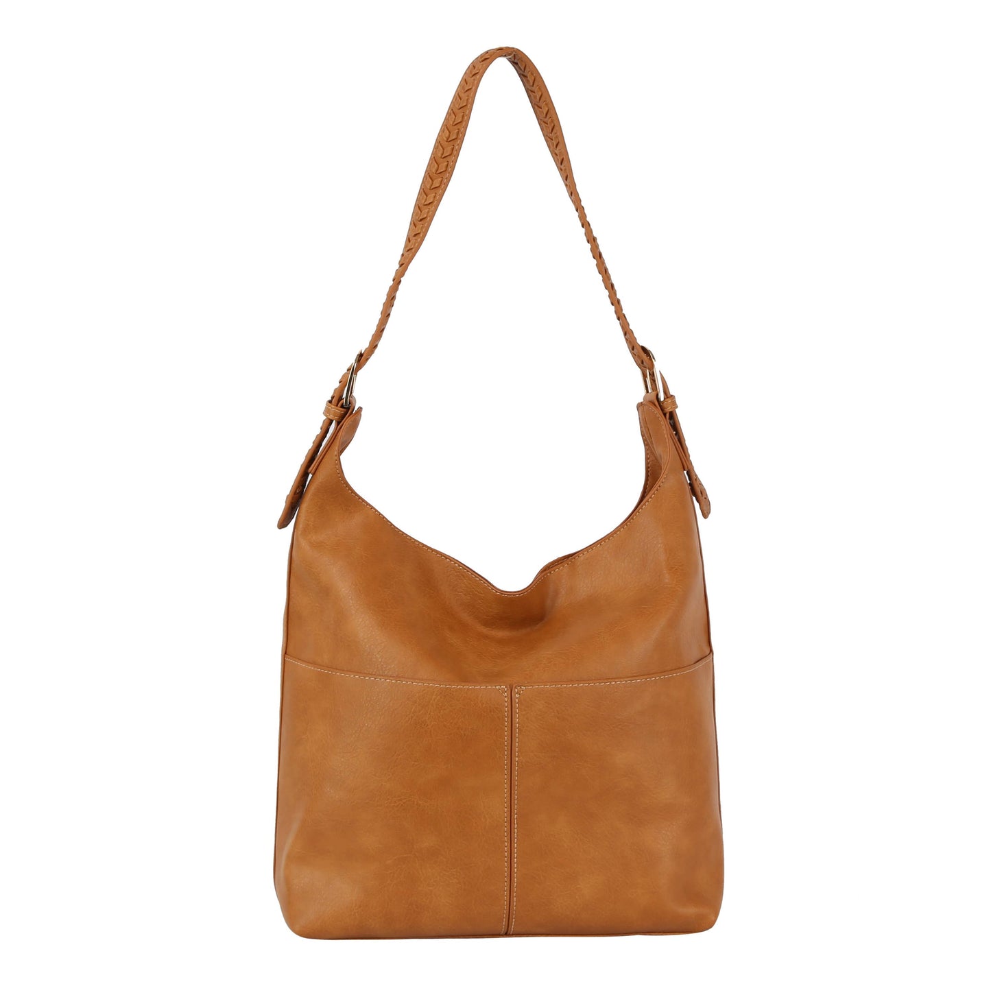Vegan Leather Shoulder Hobo Handbag - Black or Tan