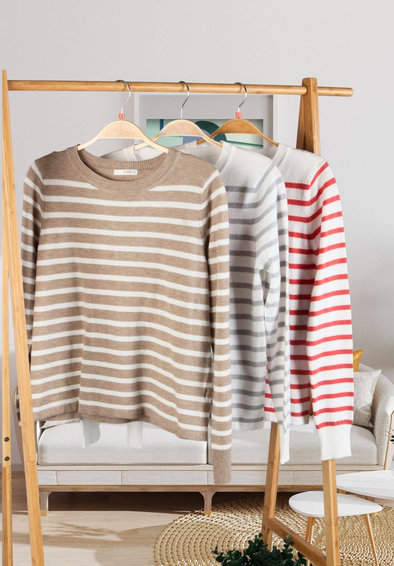 Knit Oatmeal Ivory Stripe Sweater