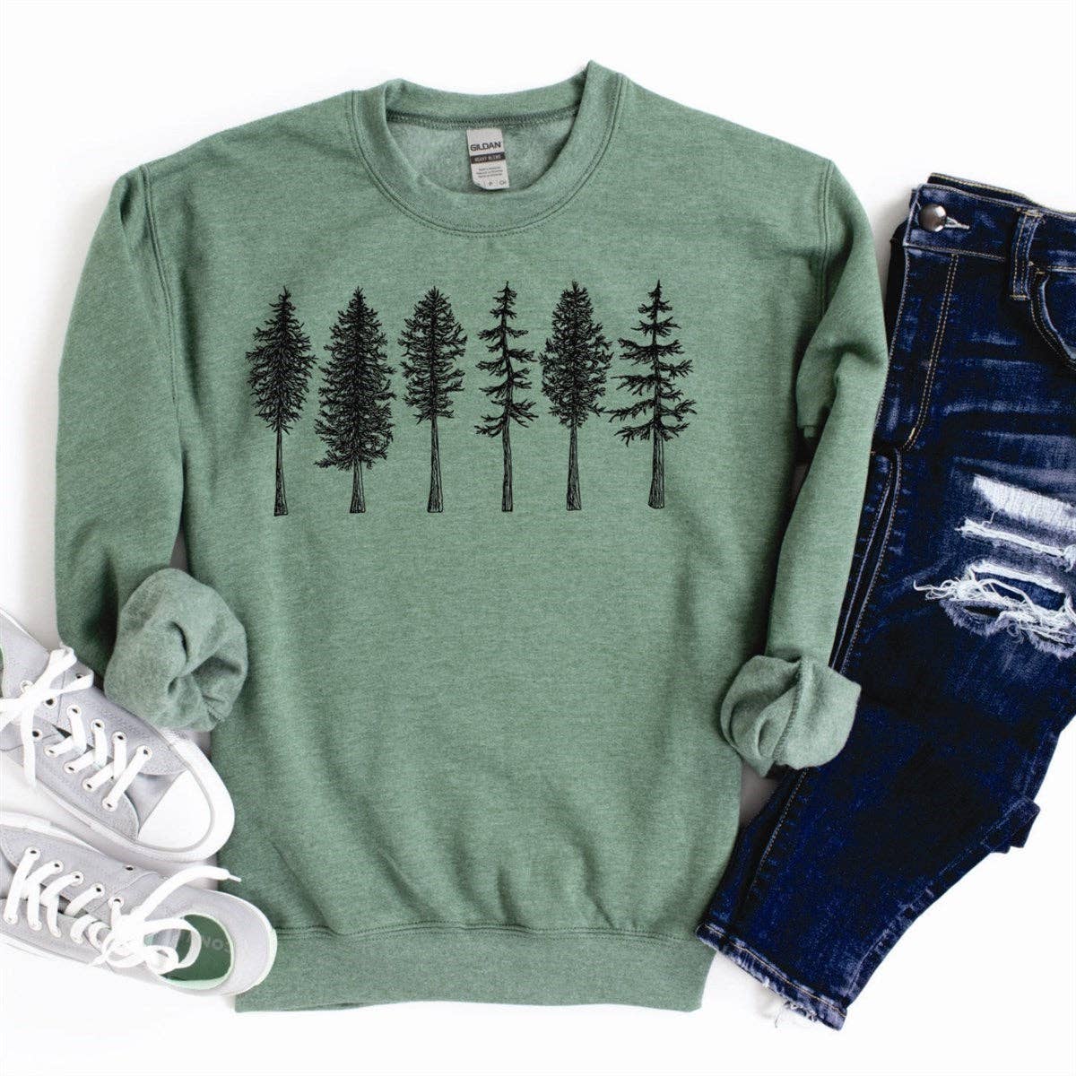 Evergreen Trees Crew Sweatshirt
