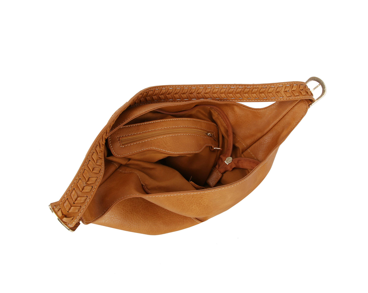 Vegan Leather Shoulder Hobo Handbag - Black or Tan