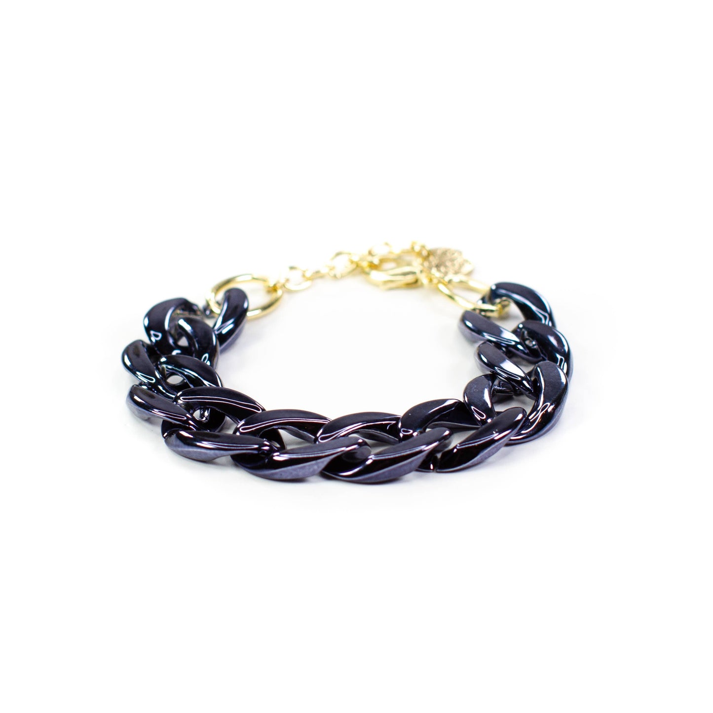 Metallic Navy Chunky Acrylic Chain Link Bracelet #70