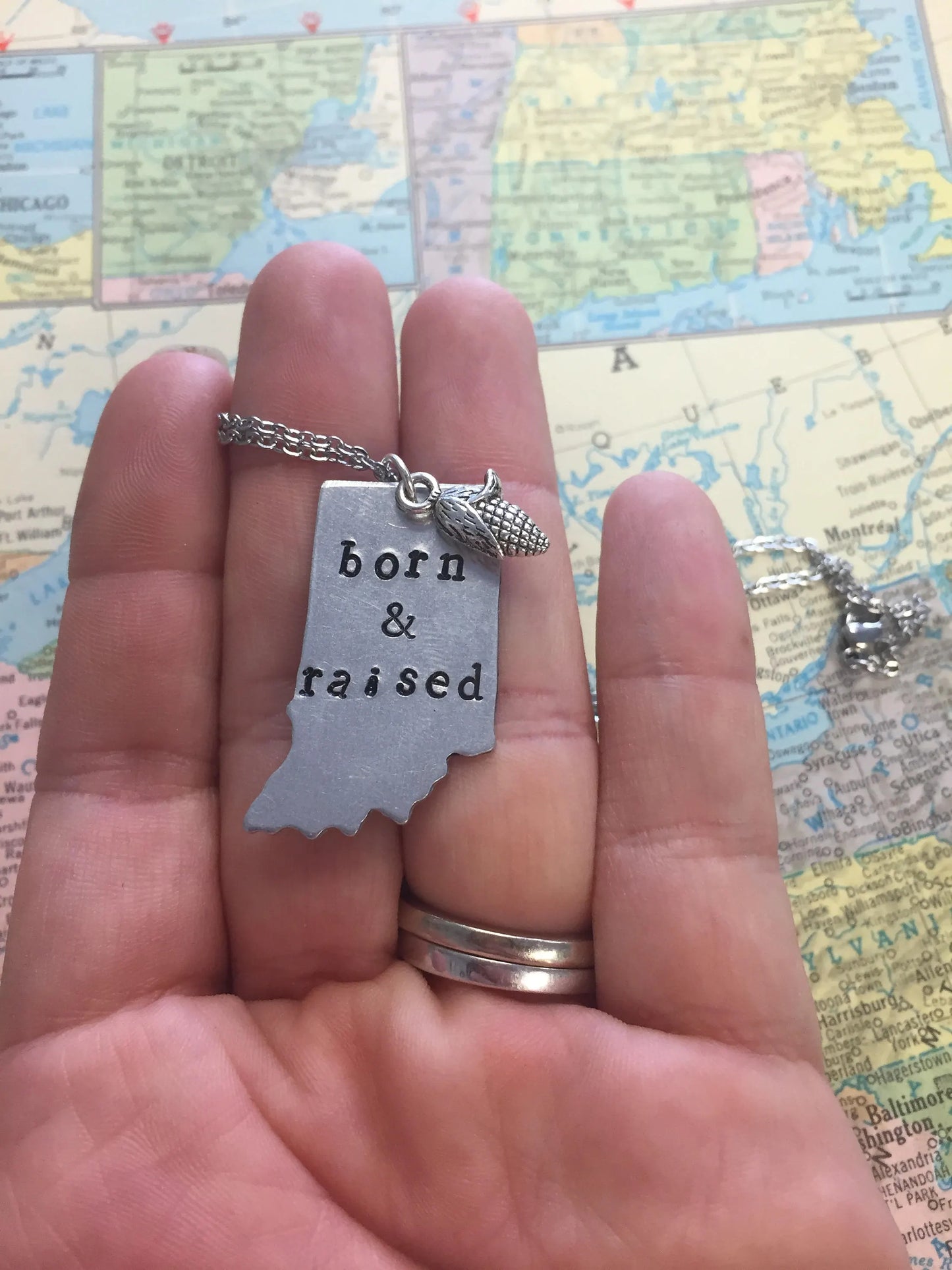 The Jamie Necklace or Key Chain- Indiana Born and Raised