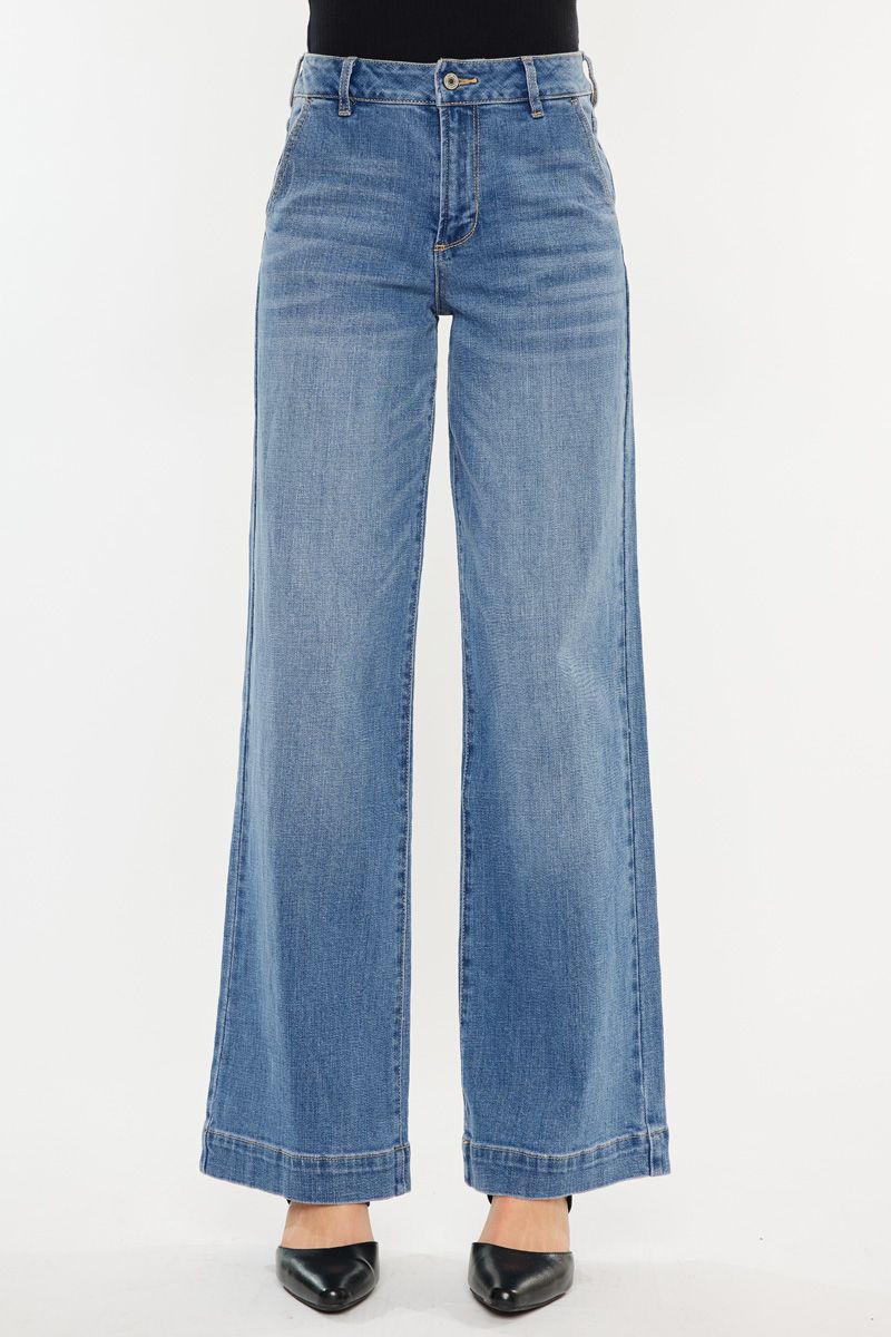 Kancan High Rise Trouser Wide Leg Jeans