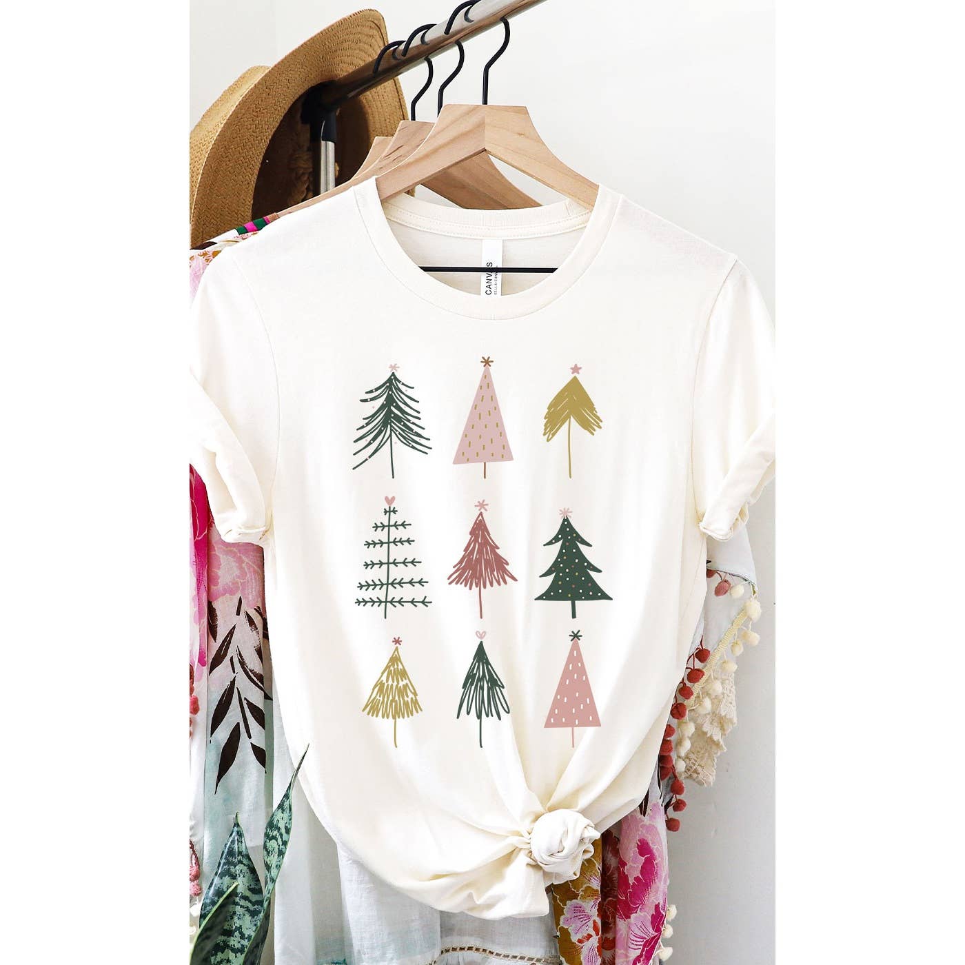$10 Rack - Colorful Christmas Trees Festive Graphic Top