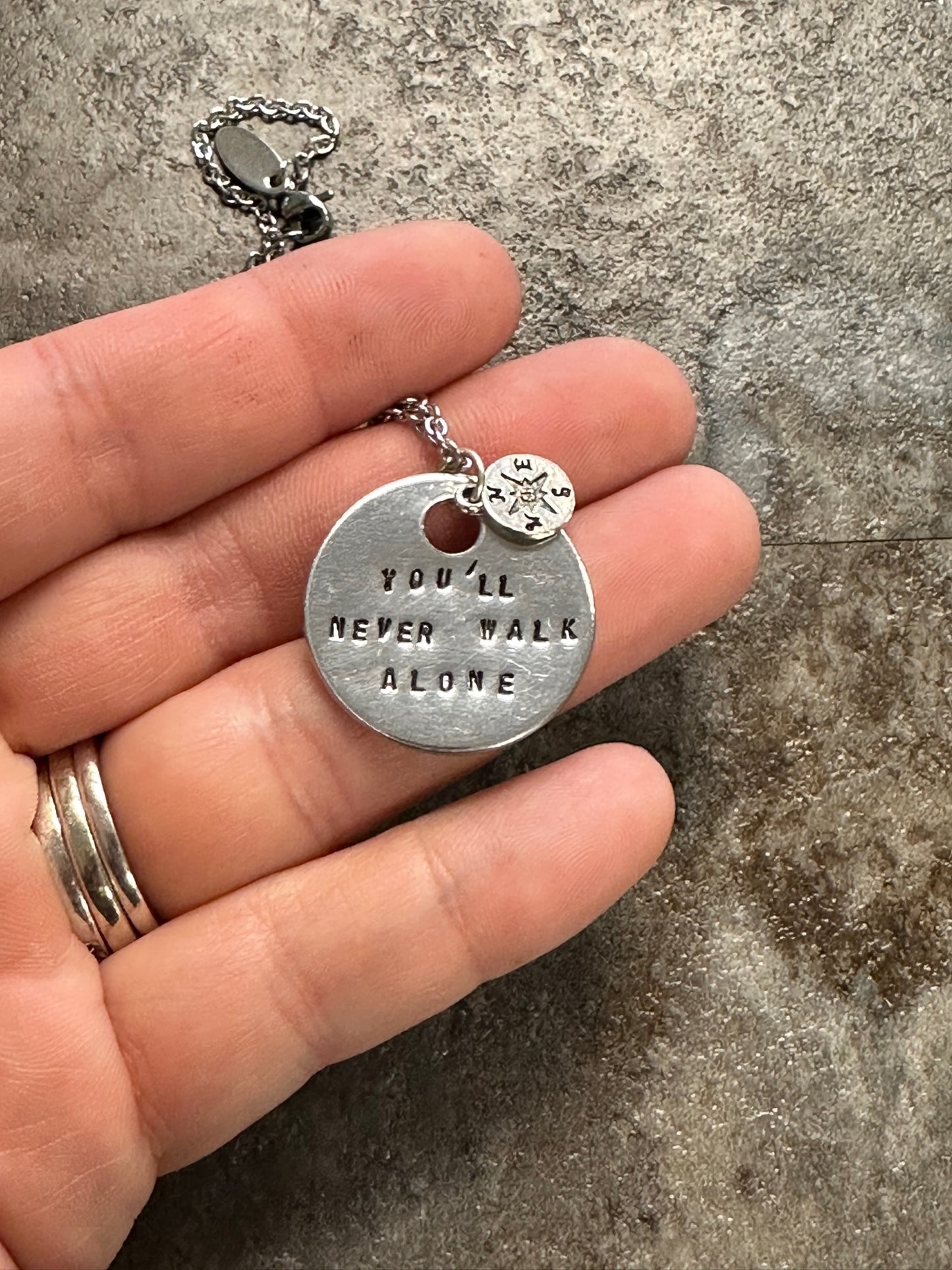 You'll Never Walk Alone Hand Stamped Necklace