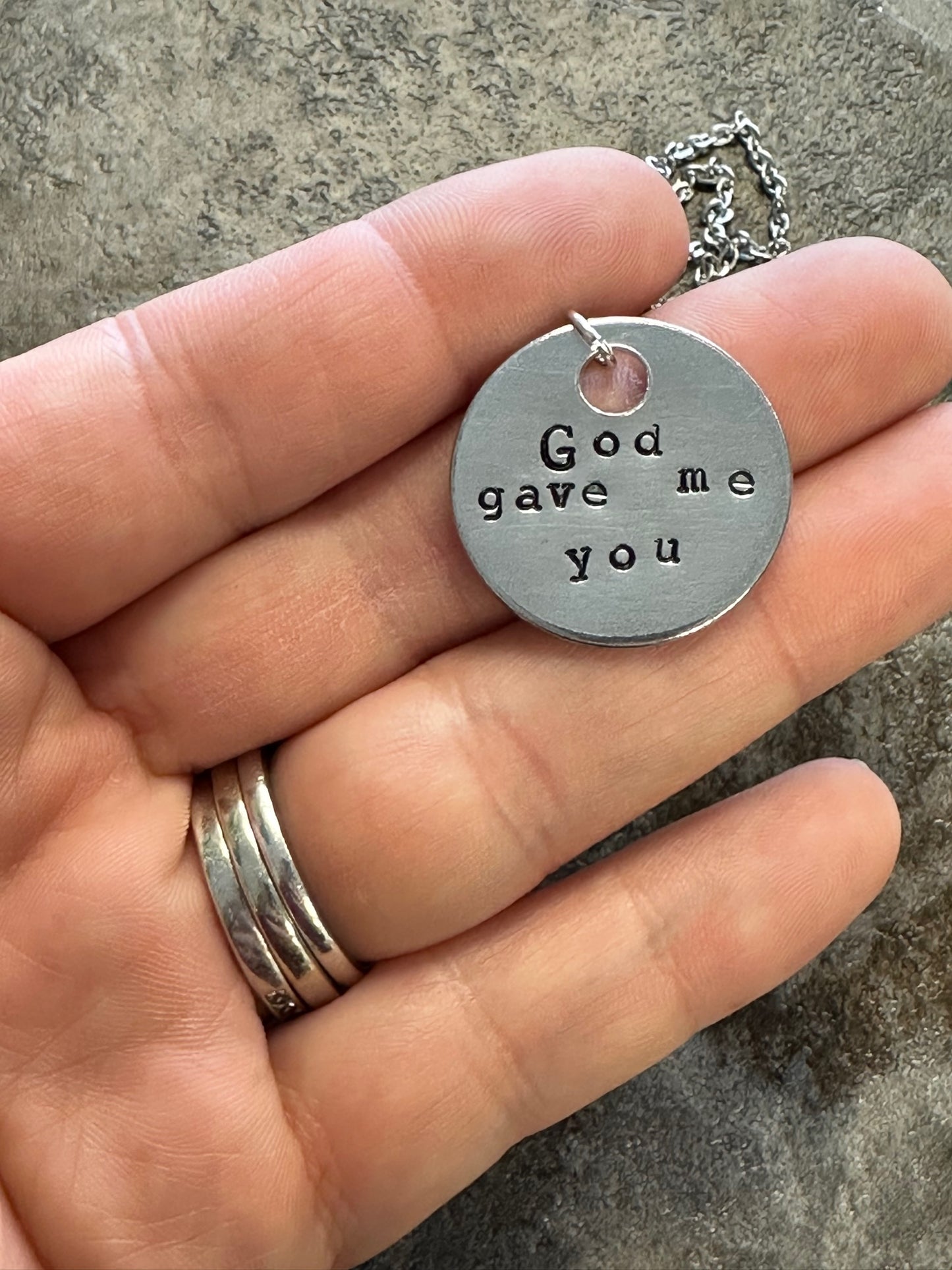 God Gave Me You Hand Stamped Necklace