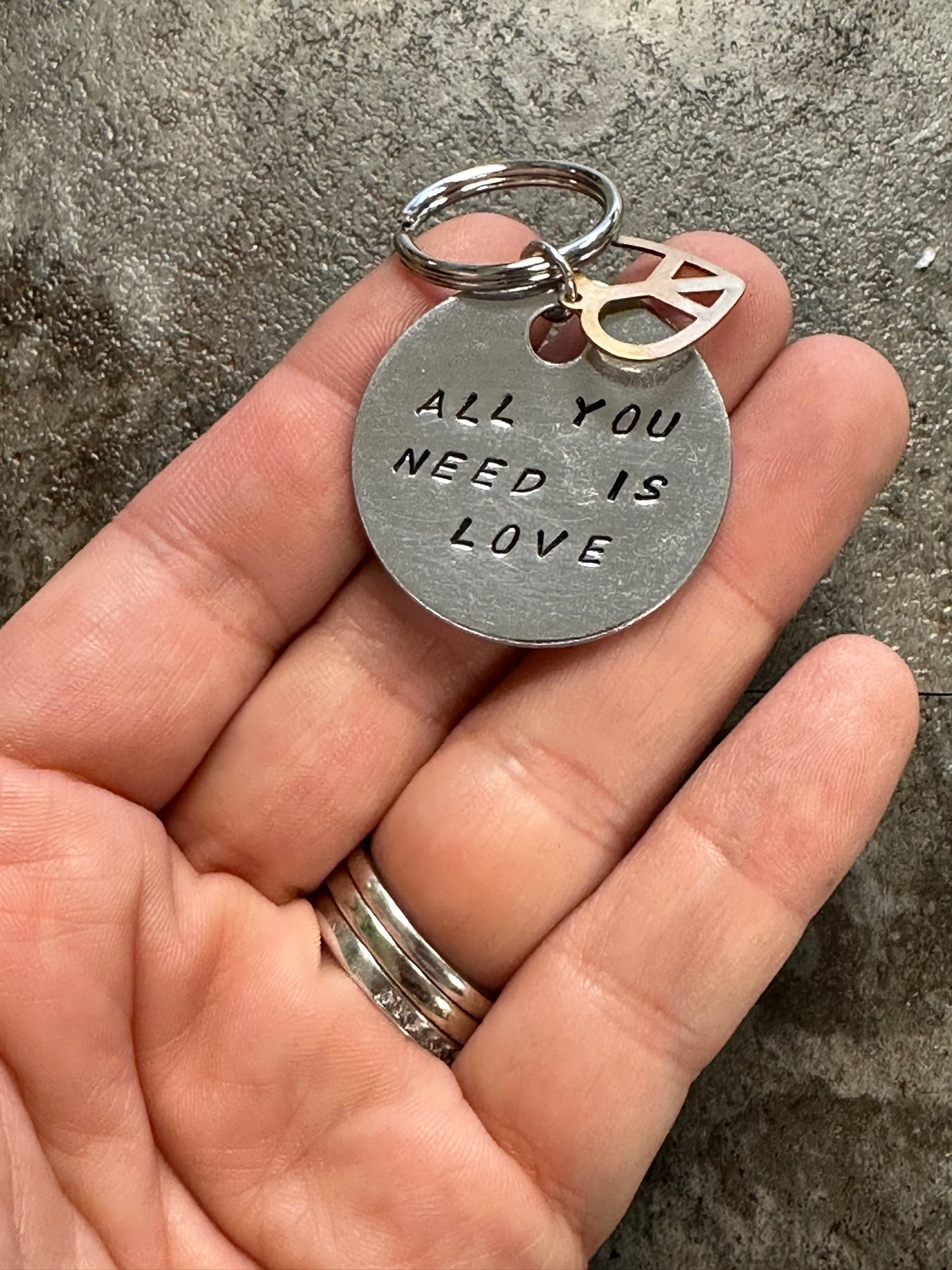 All You Need Is Love - Hand Stamped Key Chain