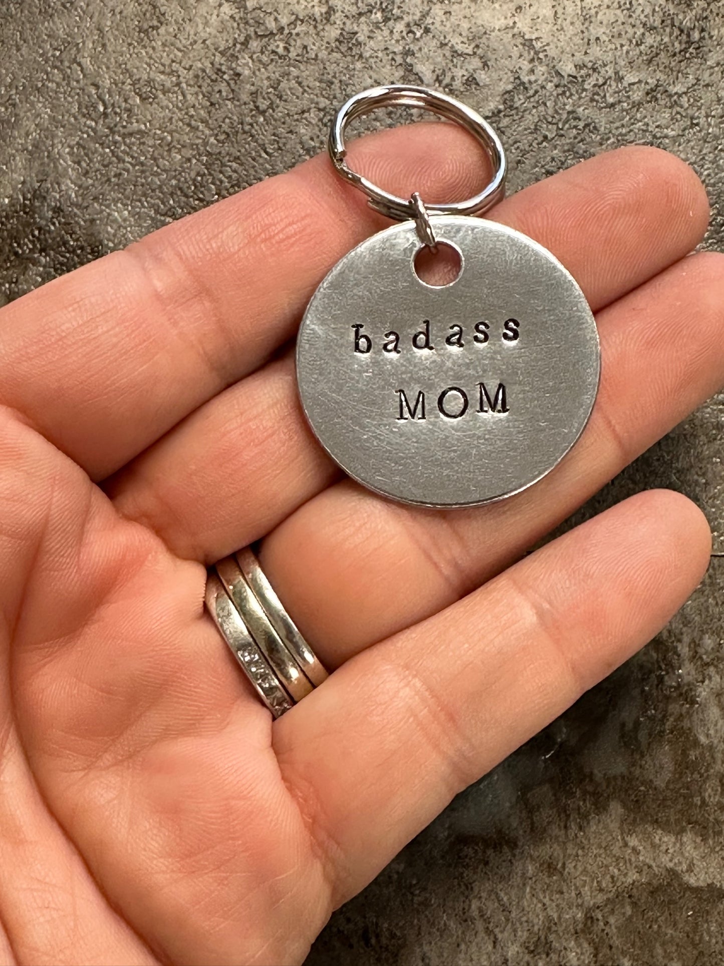 Badass Mom - Hand Stamped Key Chain