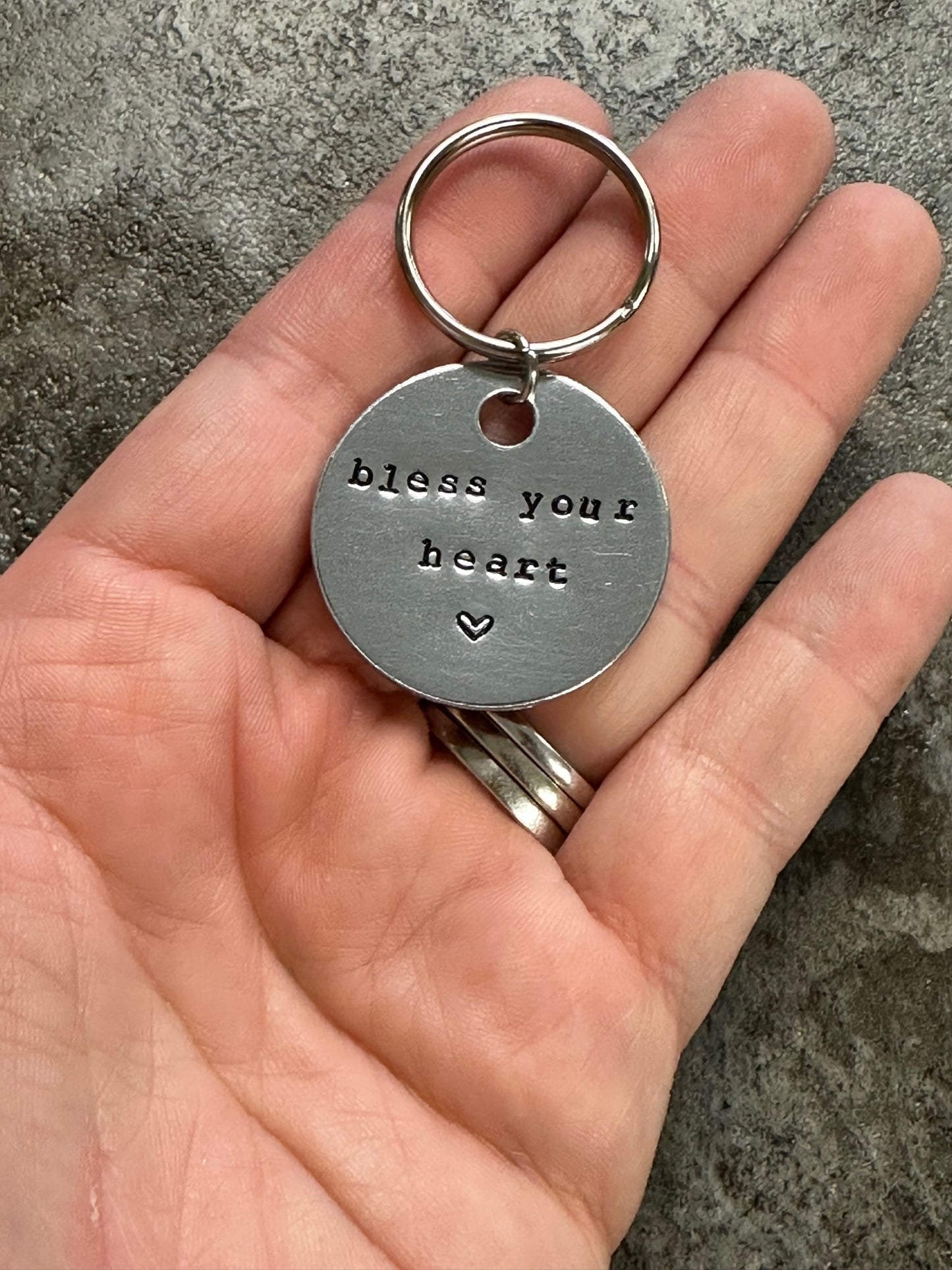 Bless Your Heart - Hand Stamped Key Chain