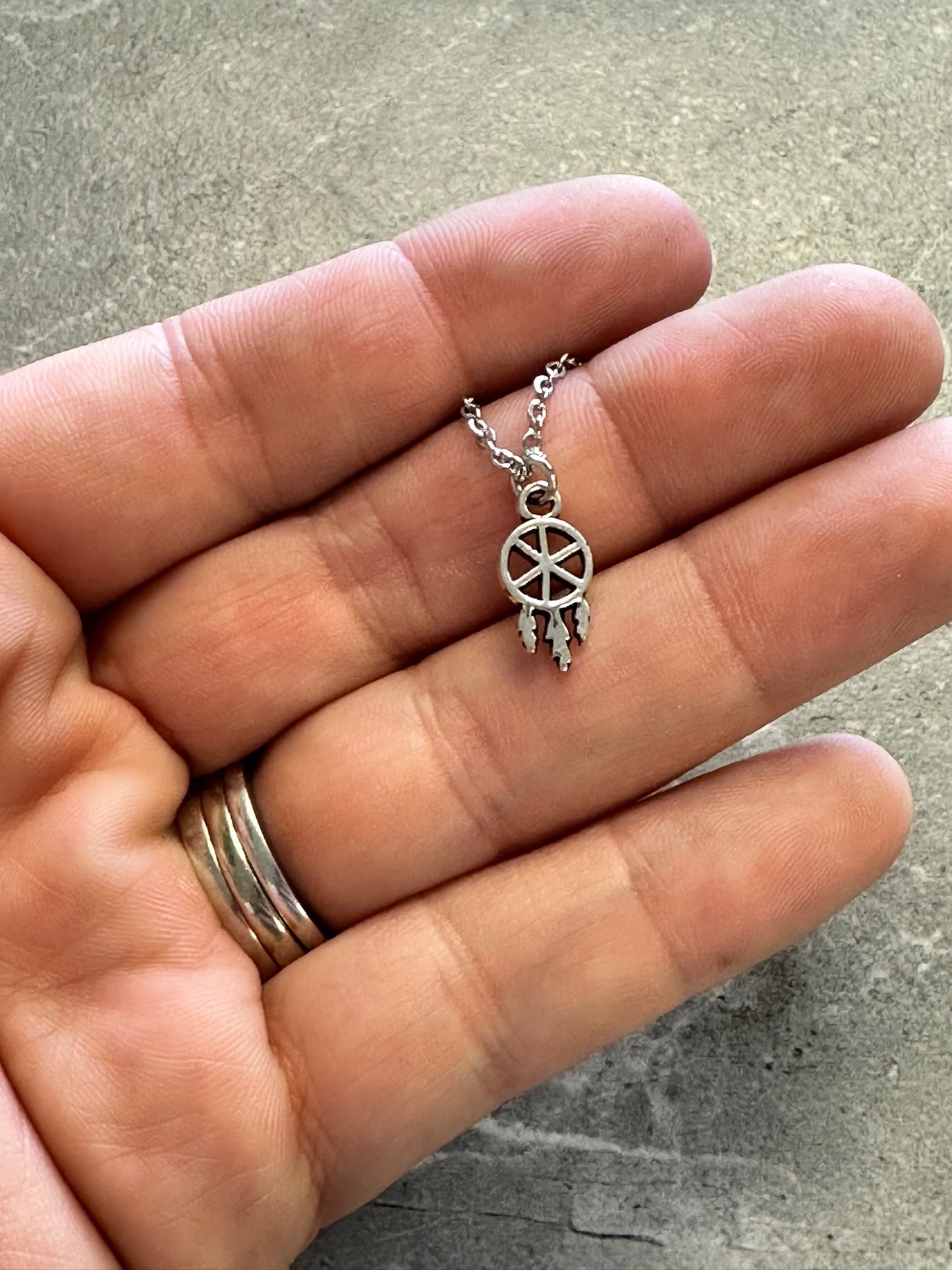 Small Dream Catcher Charm Necklace