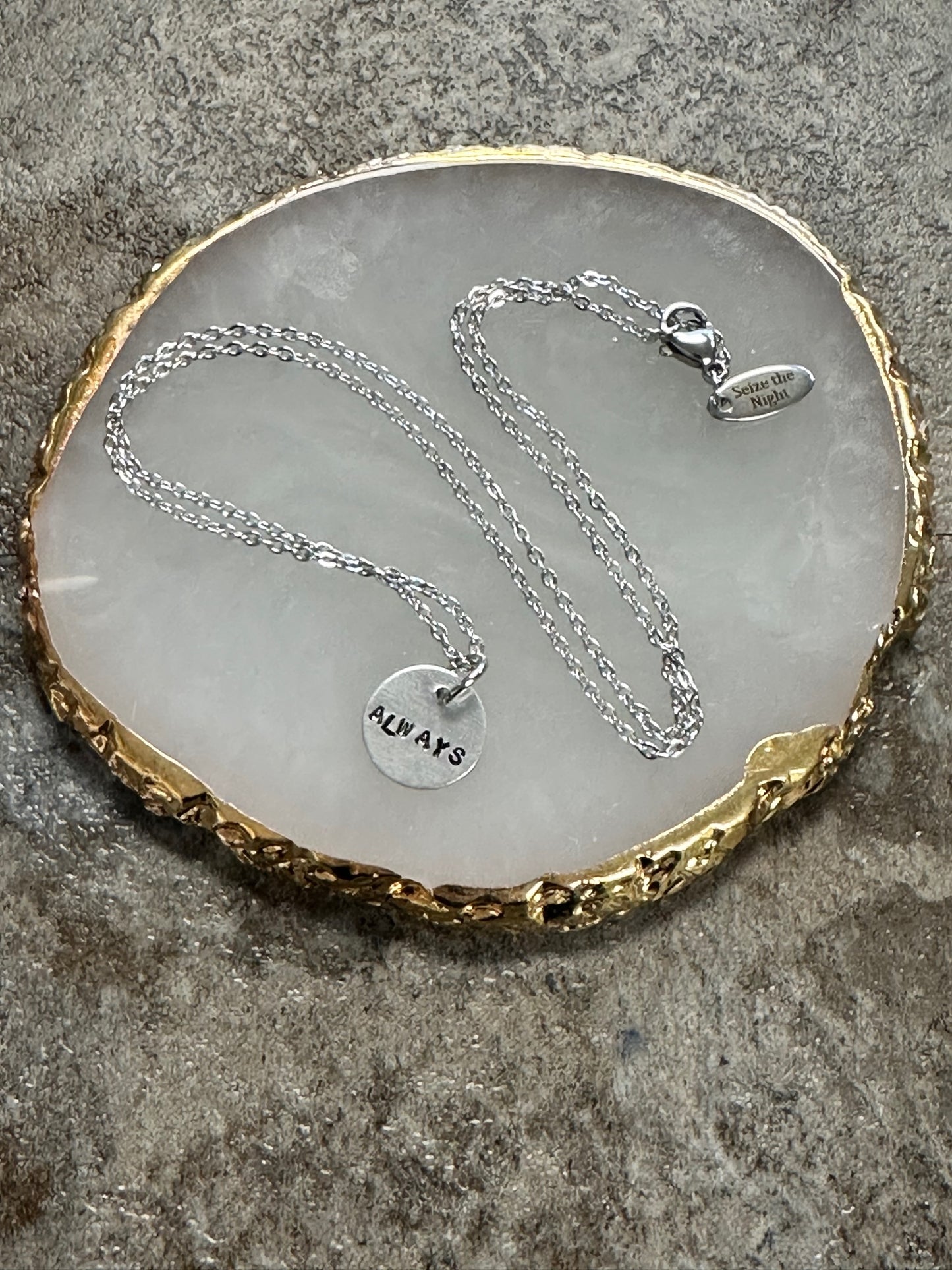 Always Tiny Disc Hand Stamped Necklace