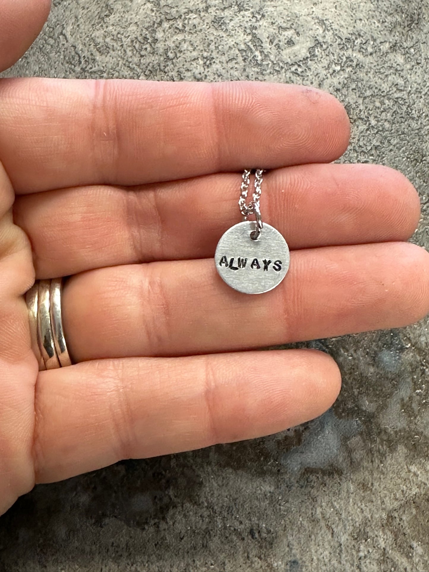 Always Tiny Disc Hand Stamped Necklace
