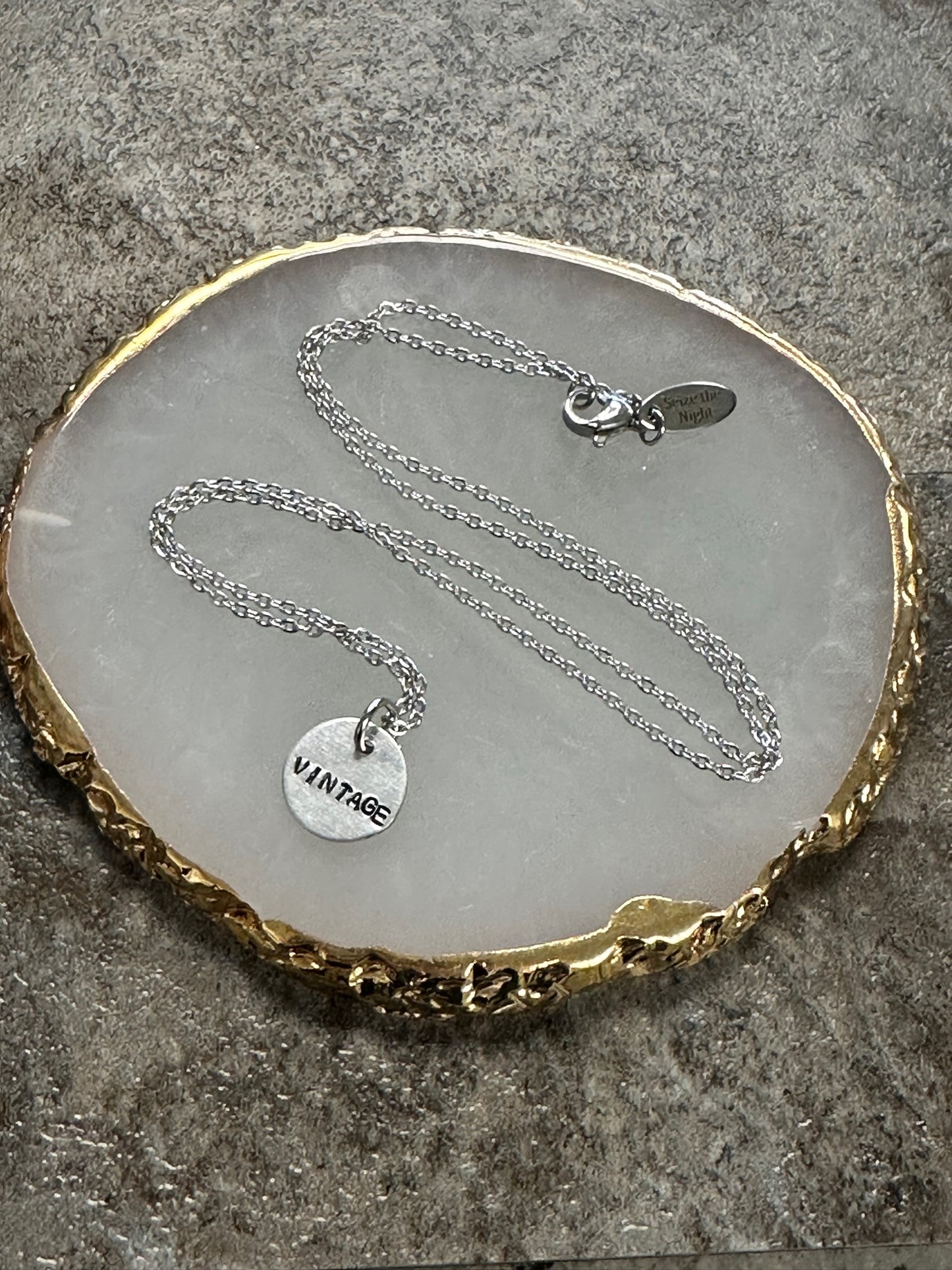 Vintage Tiny Disc Hand Stamped Necklace