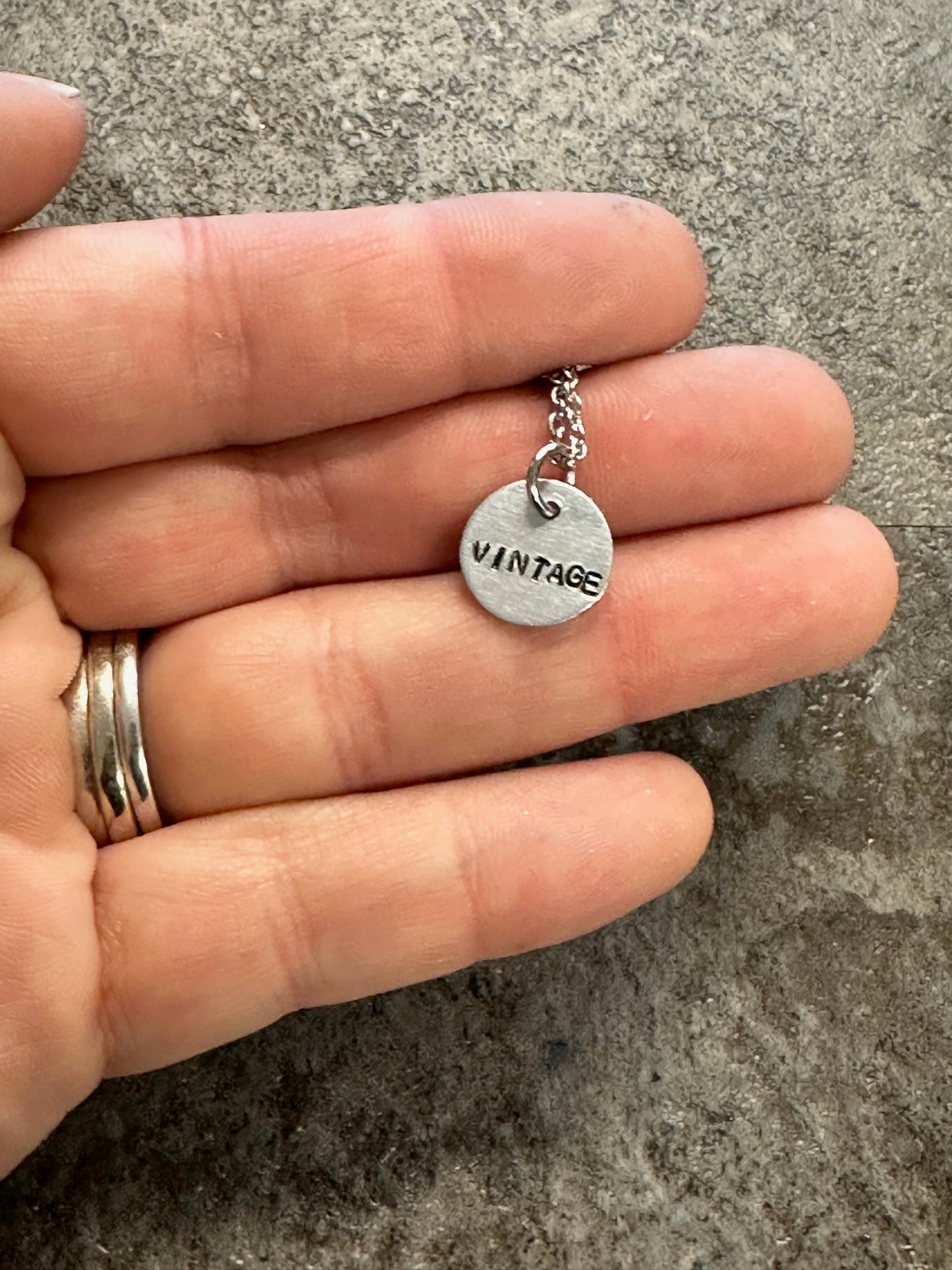 Vintage Tiny Disc Hand Stamped Necklace