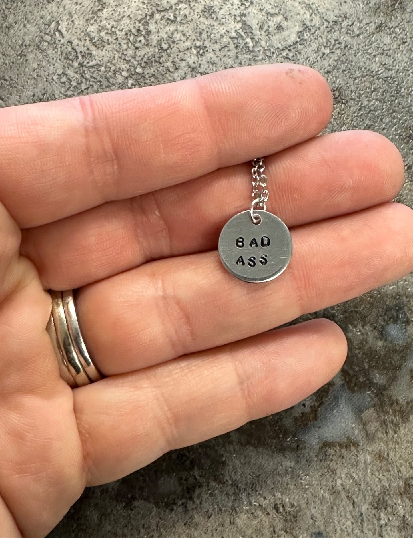 Bad A** Tiny Disc Hand Stamped Necklace