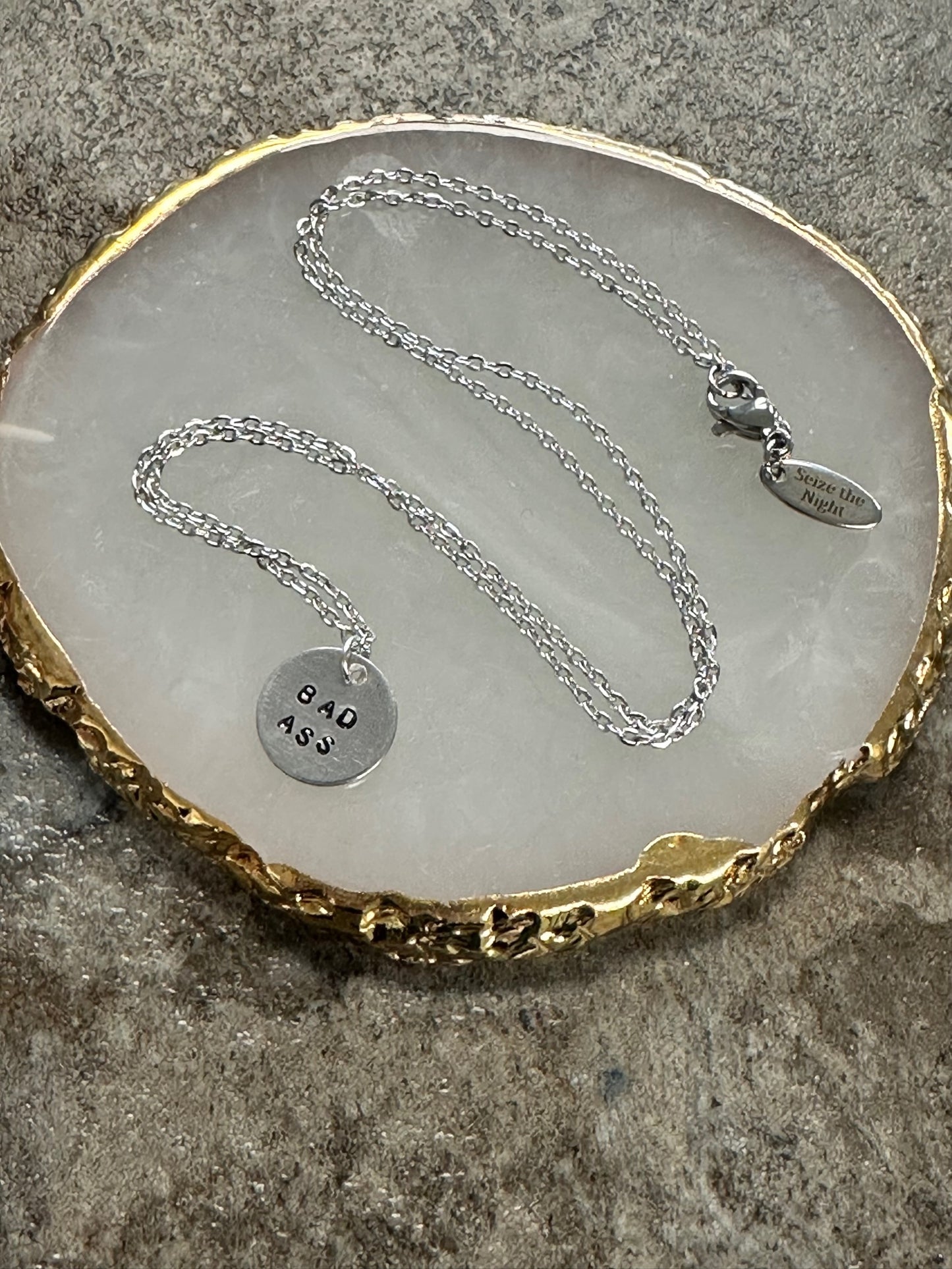 Bad A** Tiny Disc Hand Stamped Necklace