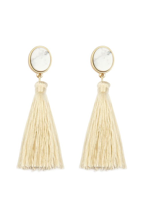 Boutique Natural Stone Tassel Earrings