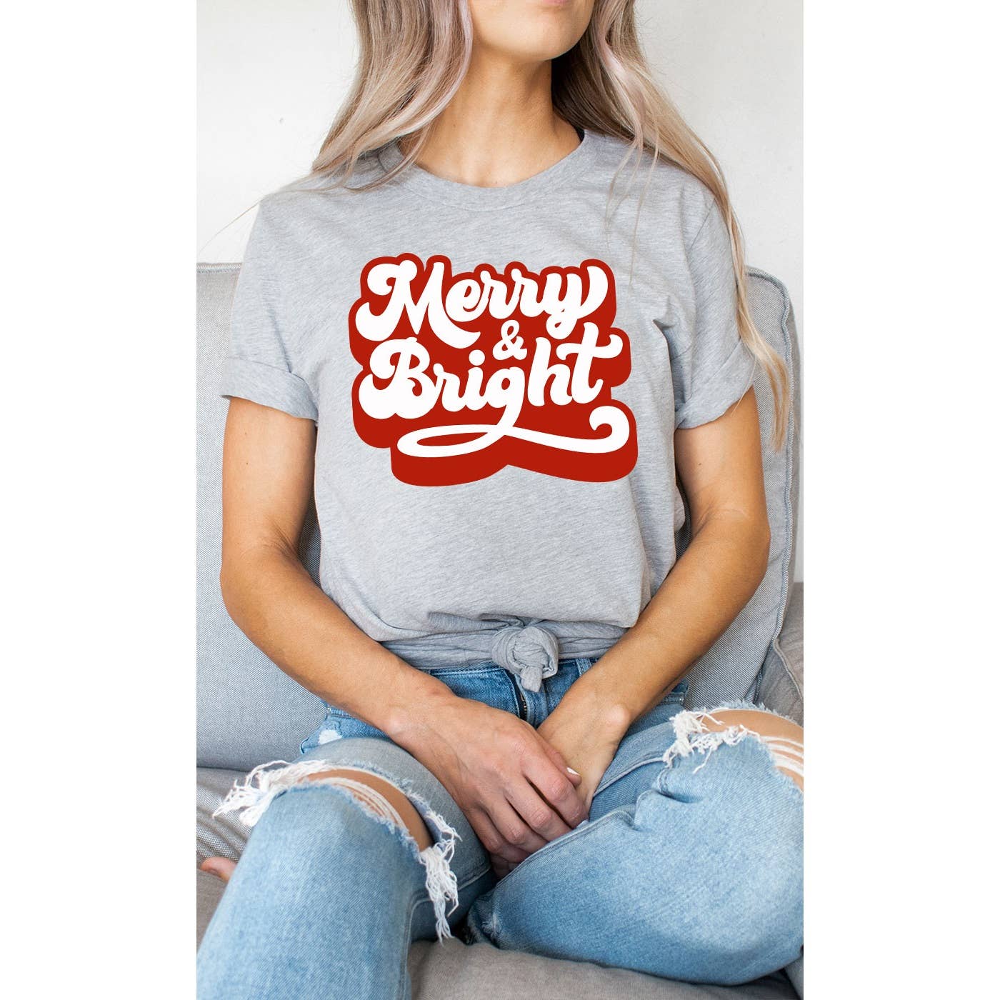 $10 Rack - Retro Merry and Bright Christmas Graphic Tee