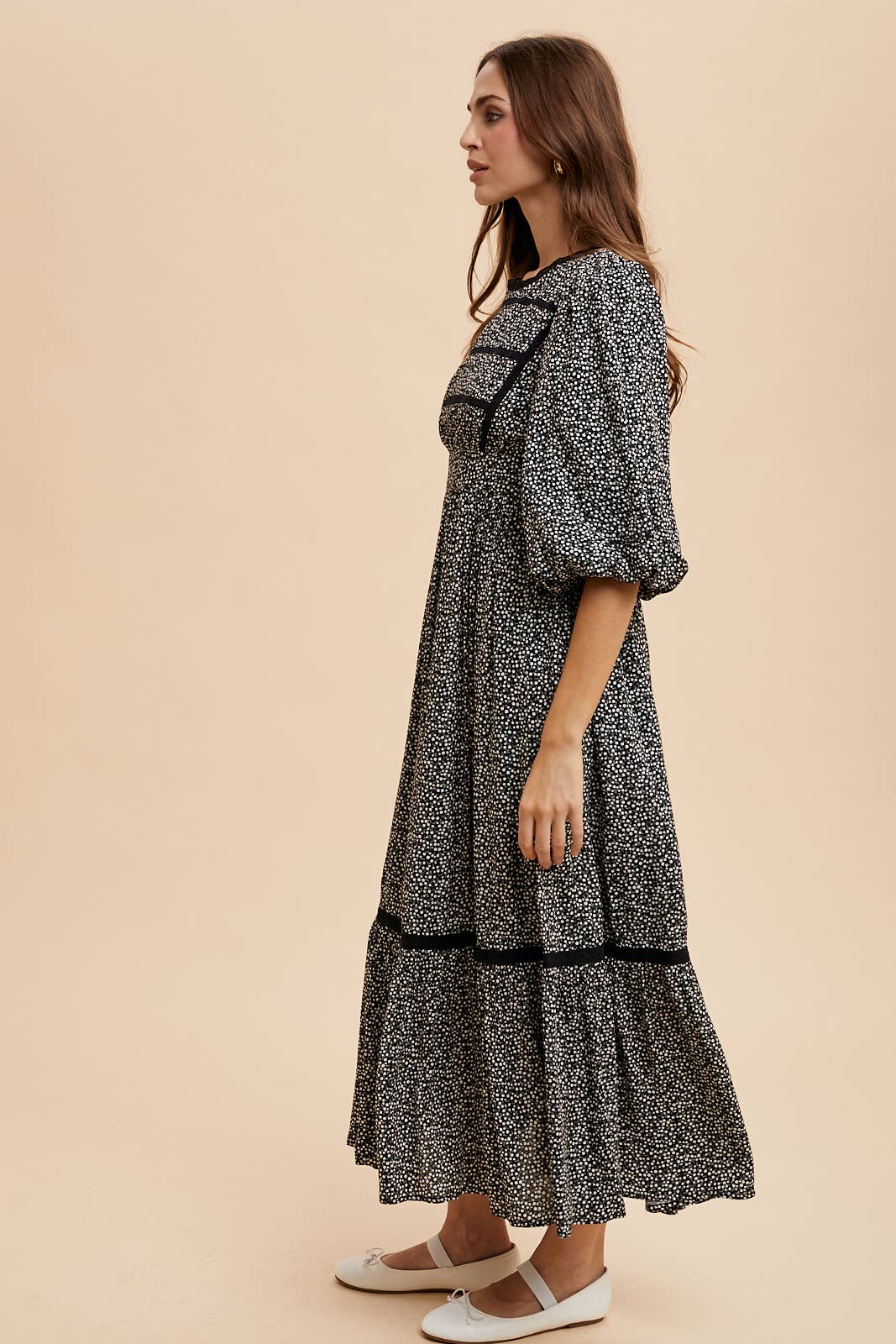 Sale - Black Lace Inset Maxi Dress