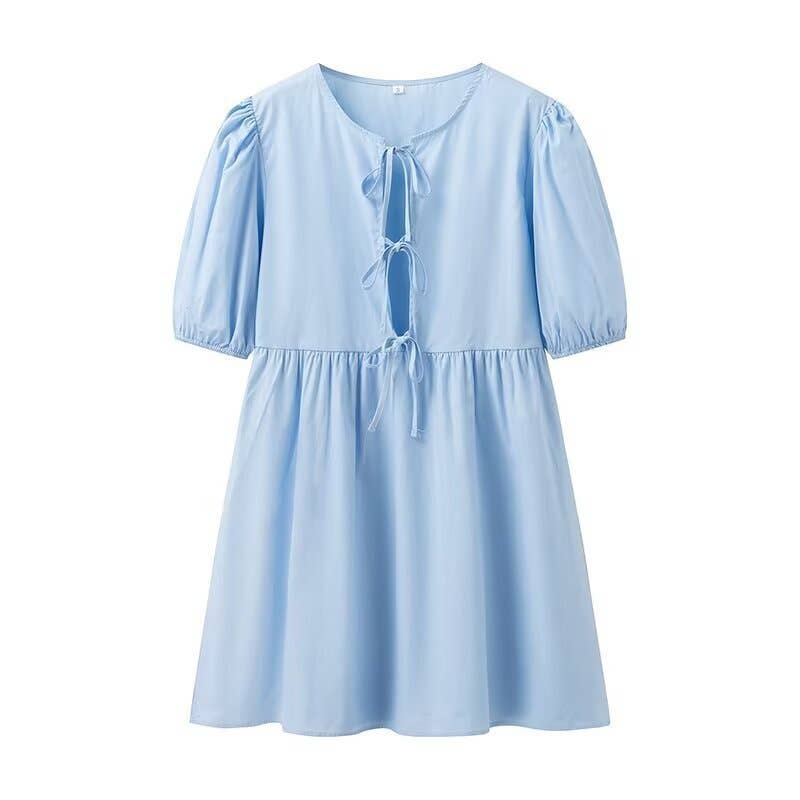 Tie Front Tiered Babydoll Dress