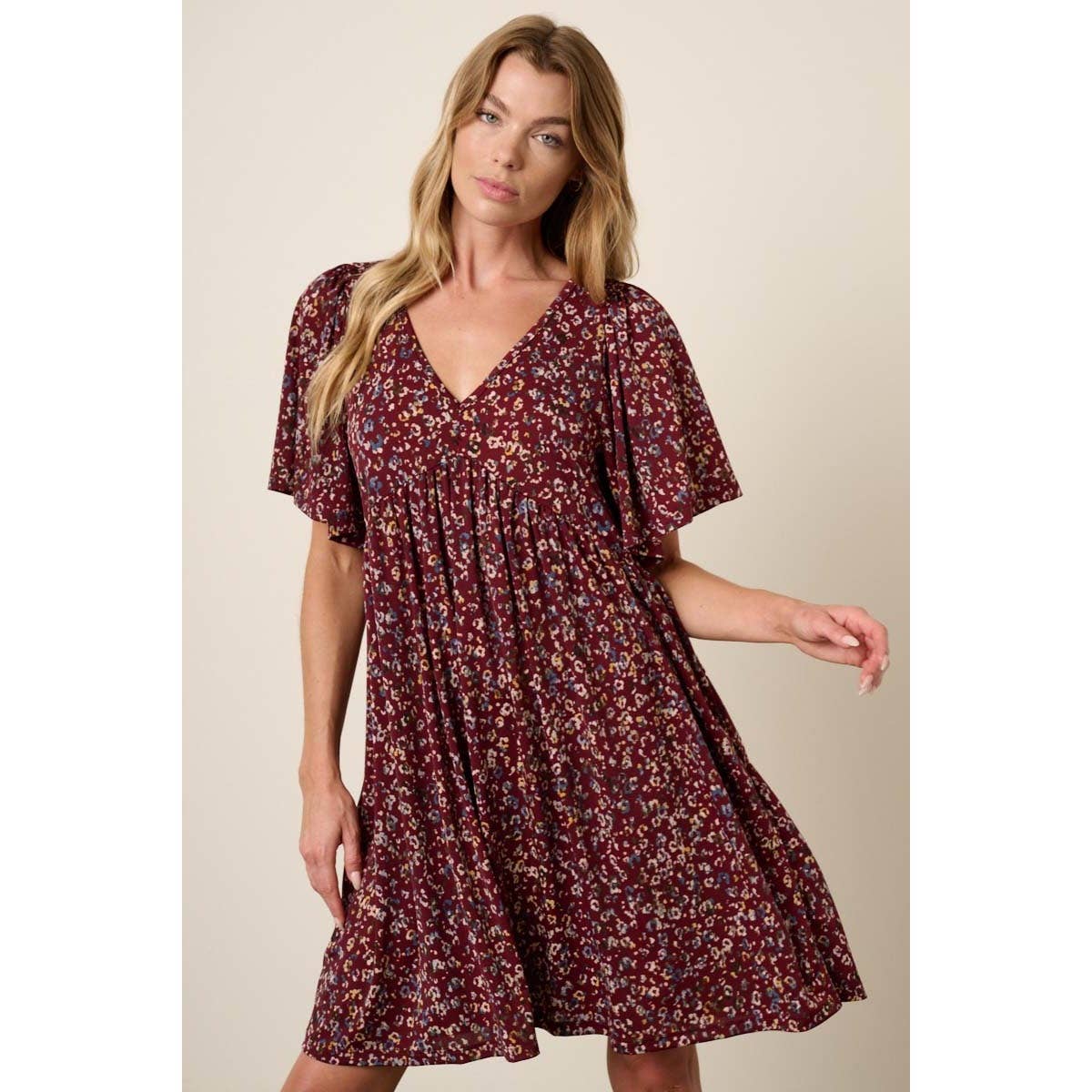 Animal Print Babydoll Dress