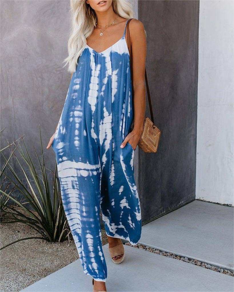 Tie Dye Wide Leg Romper