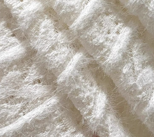 Beige Soft Knit Fluffy Texture Lace High Neck Layering Top