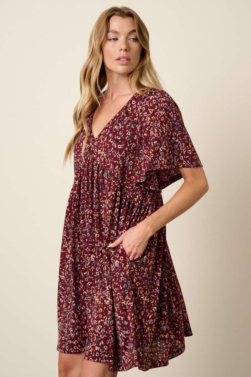 Animal Print Babydoll Dress