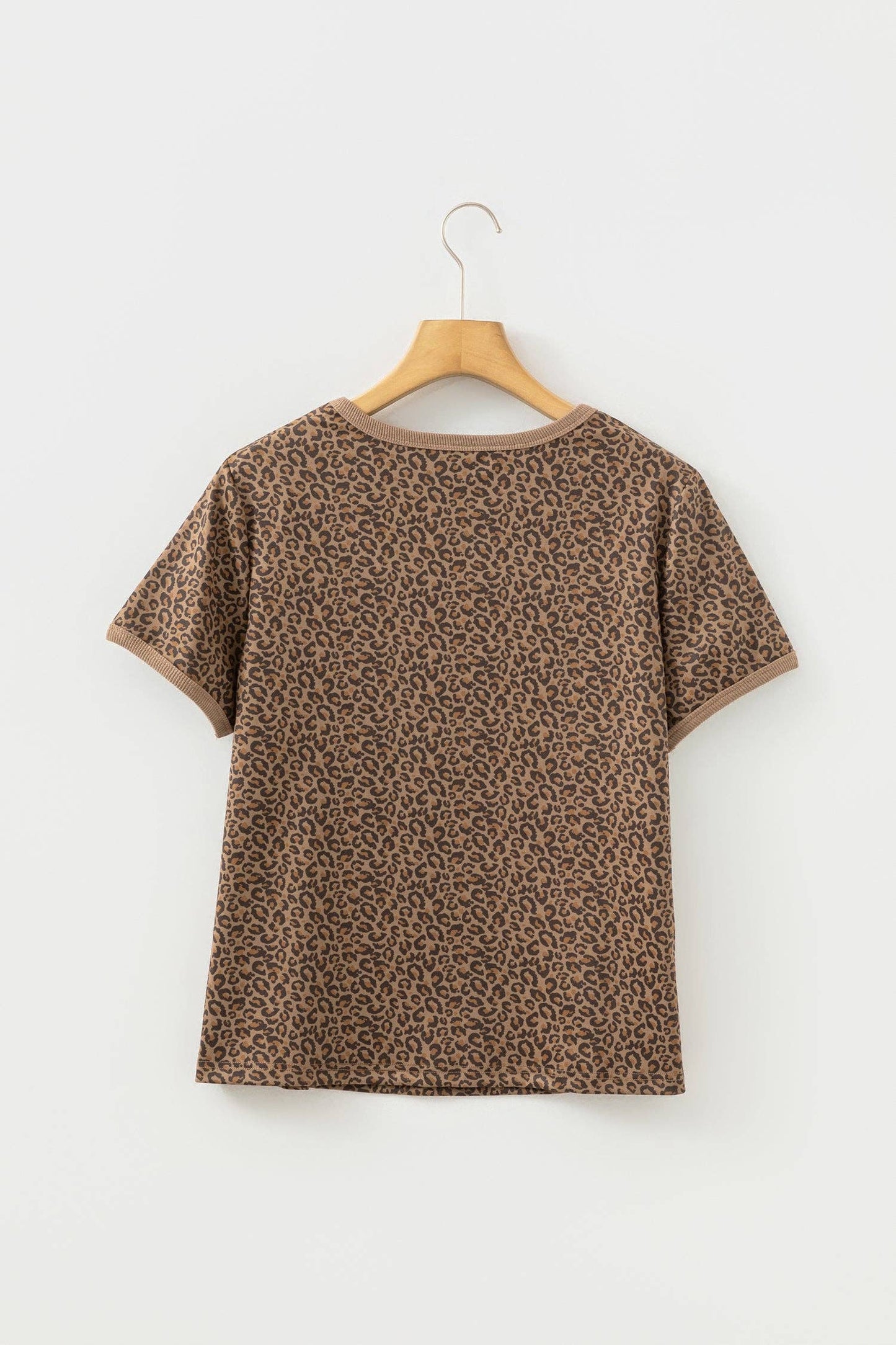 Western Leopard Print Crew Neck Casual Tee