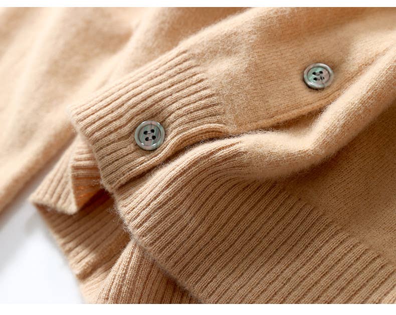 Essential Round Neck Buttoned Knit Cardigan - Taupe