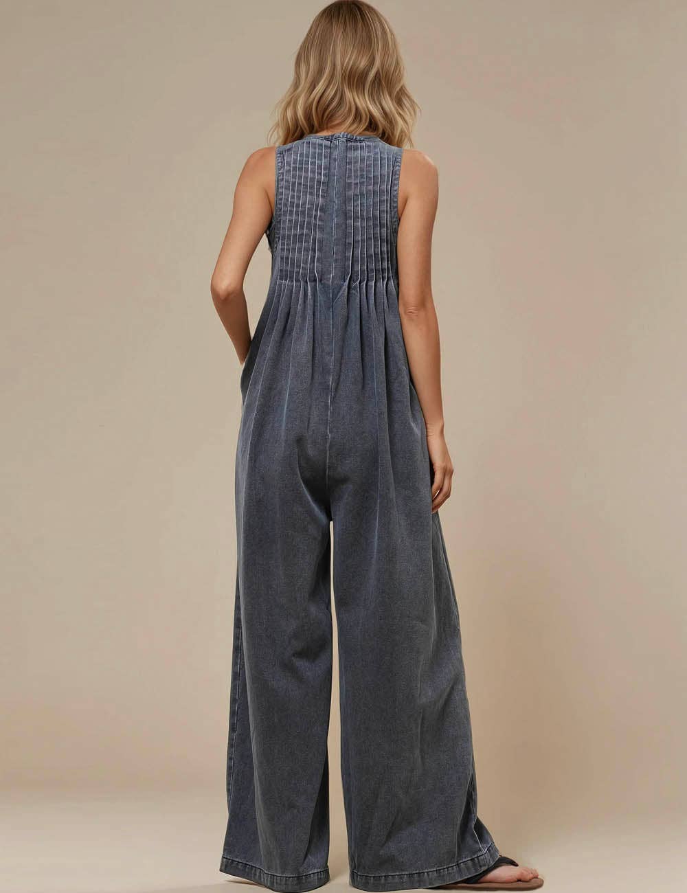 Ladies V-Neck Sleeveless String Tie Jumpsuit