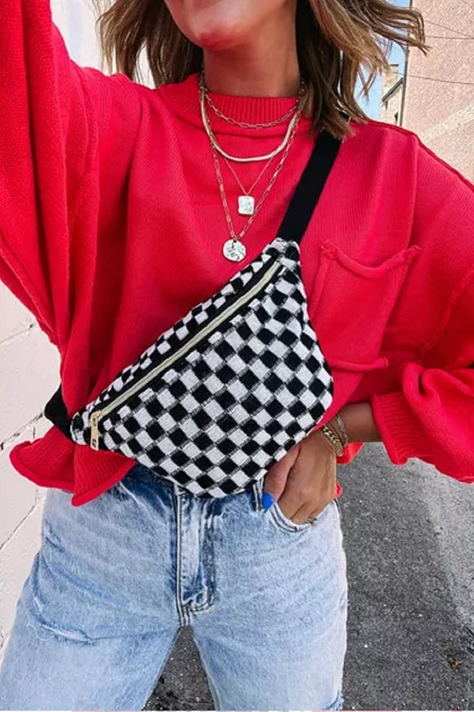 Race Day Checkered Wait/Crossbody Sling Bag